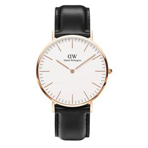 Daniel Wellington Classic Sheffield 40mm Black Leather Watch w/ Rose Gold Finish